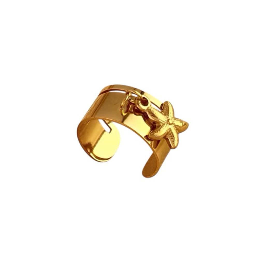 ◾️18k Gold Plated Starfish Charm Adjustable Ring